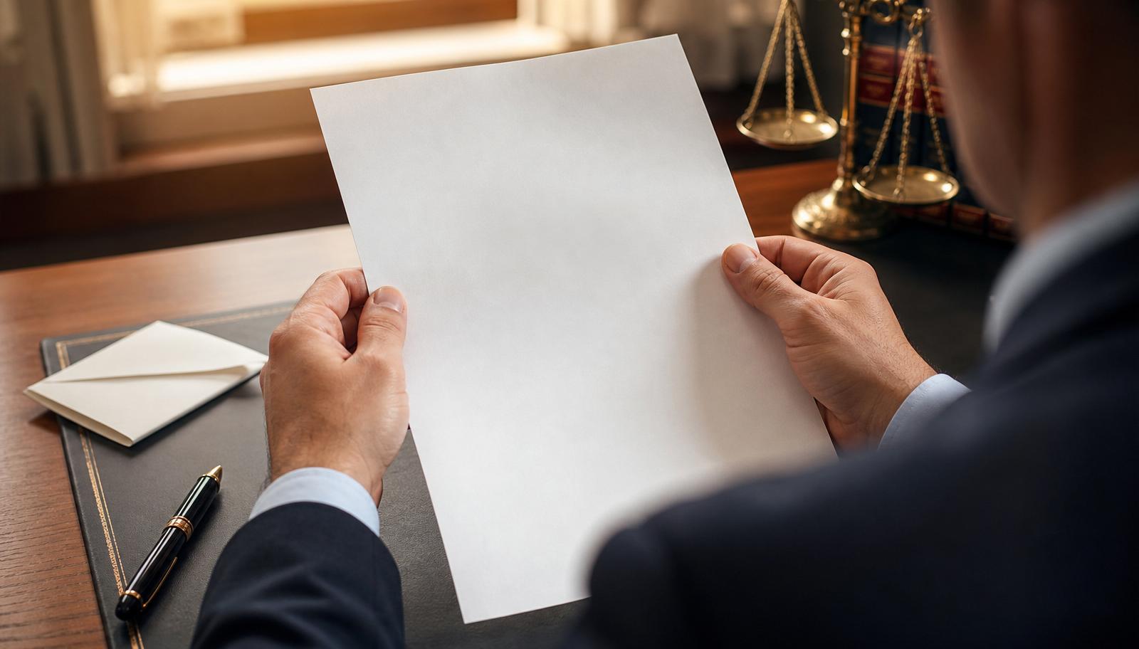 Persona revisando una carta de reclamación de deuda junto a un expediente de exoneración BEPI